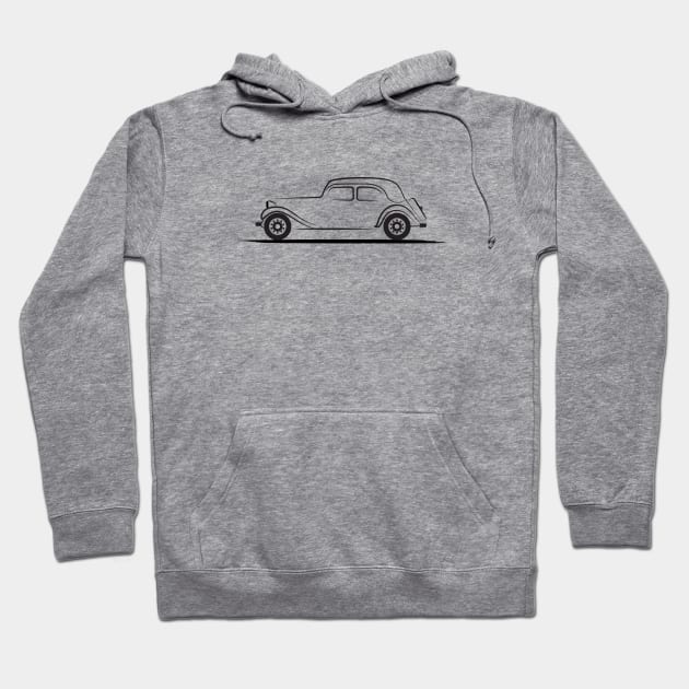 Citroen Traction Avant 15 Citroën 15 CV Black Hoodie by PauHanaDesign